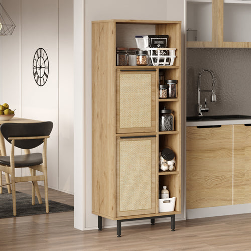 Armadio Kvænangen Mobile Contenitore - Effetto Rovere / Rattan [en.casa]