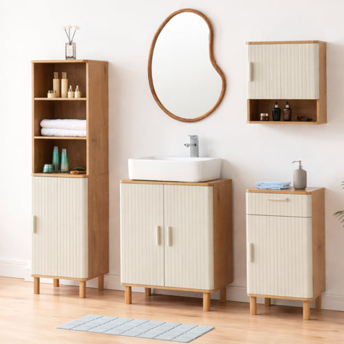 Set Ferrersp di Mobili per Bagno - Effetto Rovere/Avena Oatmeal [en.casa]