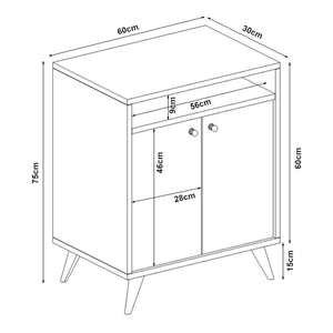 Credenza Malung Armadietto con 2 Ante e Scomparto 75 x 60 x 30 cm - Vari Colori [en.casa]