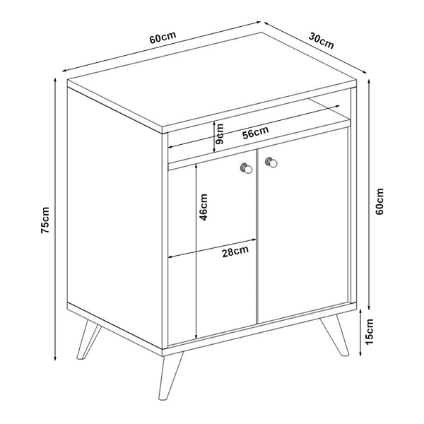 Credenza Malung Armadietto con 2 Ante e Scomparto 75 x 60 x 30 cm - Vari Colori [en.casa]