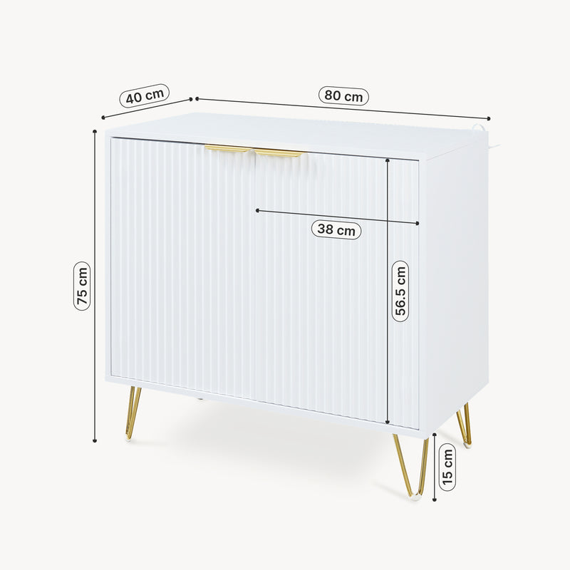 Schizzo in scala Credenza Multiuso Trondi Mobile Contenitore a 2 Ante 75 x 80 x 40 cm [en.casa]