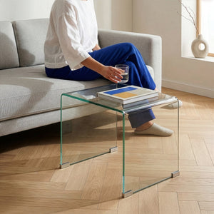 Tavolino da Salotto Varlofrek in Vetro 50 x 50 x 50 cm [en.casa]