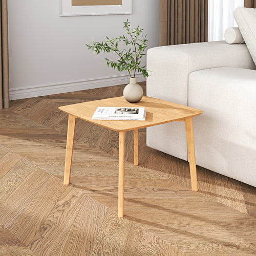 Tavolino Haad in Bambù con Piano Quadrato 45x50x50 cm Naturale [en.casa] 