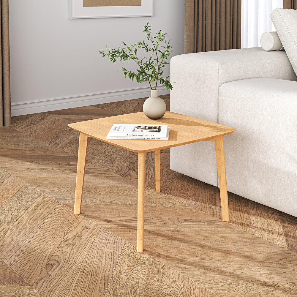 Tavolino Haad in Bambù con Piano Quadrato 45x50x50 cm Naturale [en.casa] 