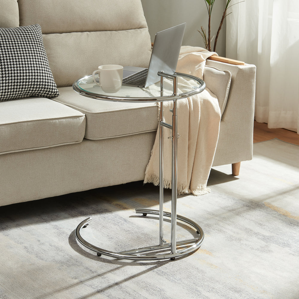 Tavolino Stare con Piano Rotondo Ø50 Regolabile in Altezza tra 57-77 cm [en.casa]