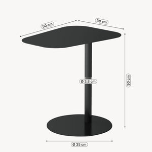 Tavolino Laterale Nastätten in Metallo con Piano di Appoggio Trapezoidale - [en.casa]