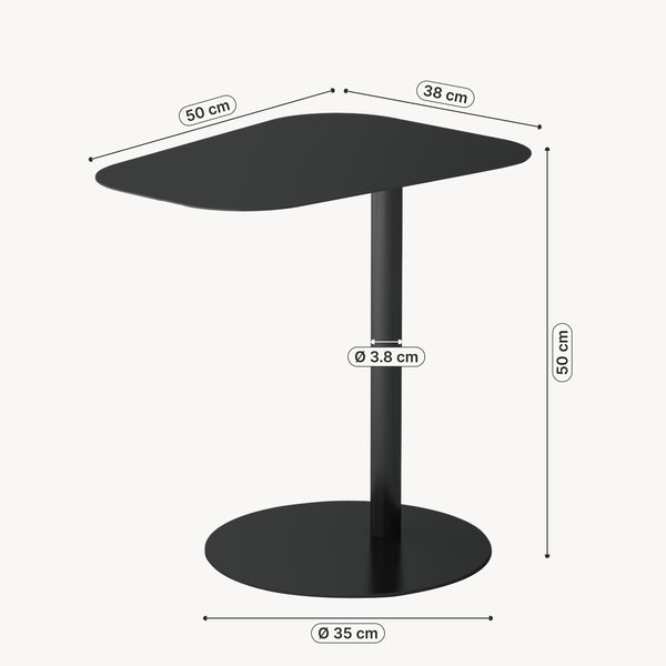 Tavolino Laterale Nastätten in Metallo con Piano di Appoggio Trapezoidale - [en.casa]