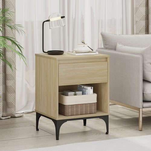 Tavolino Laterale Kistiandi Comodino con Cassetto 62 x 46 x 40 cm [en.casa]