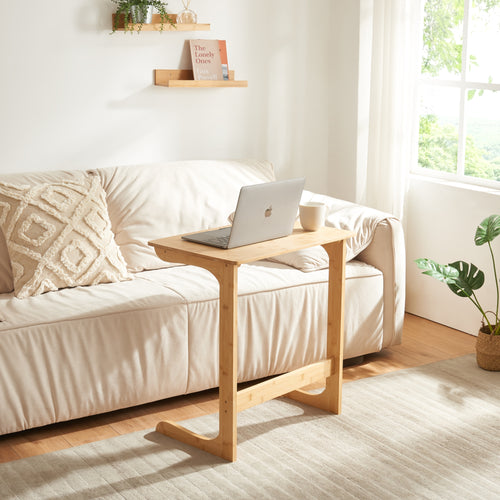Tavolo da Divano Hægebostad a Forma di C 65 x 60 x 40 cm Bambù Naturale [en.casa]