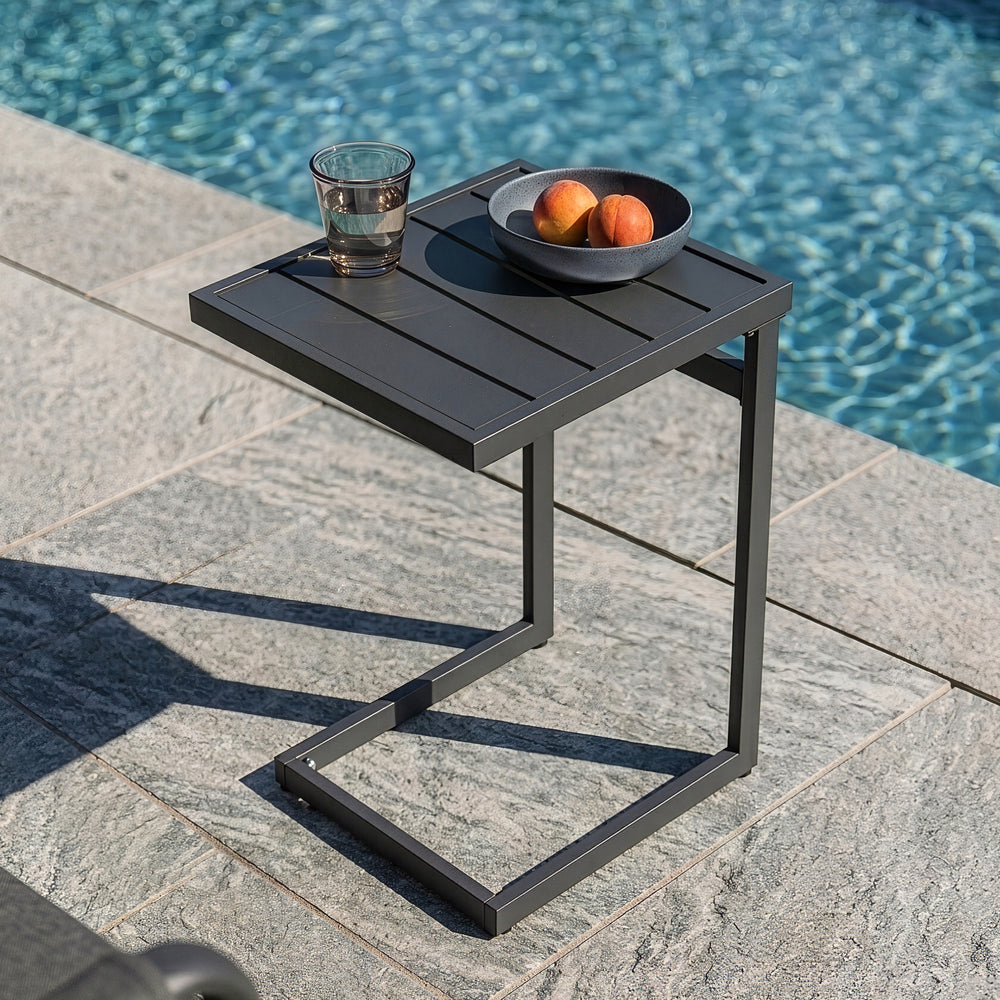 Tavolino da Giardino Gaby a Forma di C in Acciaio 58 x 40 x 30 cm - Grigio Antracite casa.pro