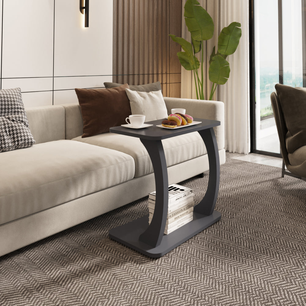Tavolino Laterale Stattela a Forma di C con Rotelle 59 x 35 x 56 cm - Vari Colori [en.casa]