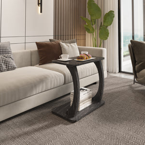 Tavolino laterale Stattela a forma di C 59x35x56 cm [en.casa]