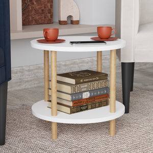 Tavolino Rotondo VES con 2 Piani di Appoggio [en.casa] 