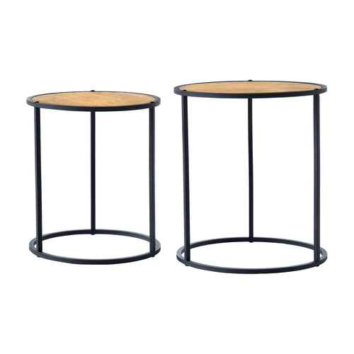 Satztisch Moriusaq im 2er Set rund Holz - Optik [en.casa] - premiumXL