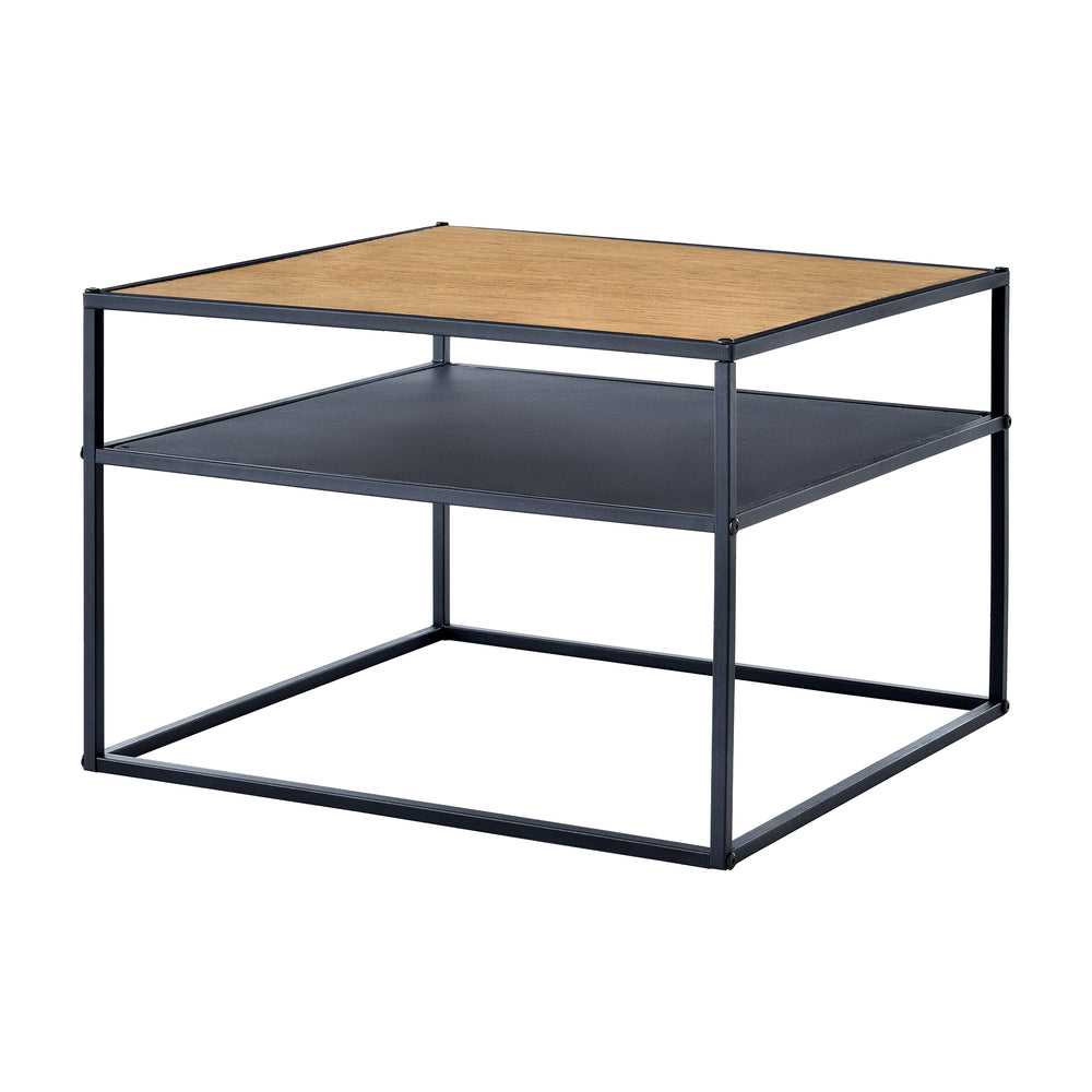 Tavolino Quinisut 40 x 55 x 55 cm effetto legno/nero [en.casa] - premiumXL