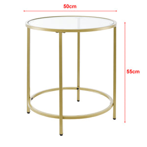 Tavolino da Caffè/da Divano di Forma Rotonda - Altezza 55 cm - Tavolino Basso da Salotto/Soggiorno con Piano in Vetro Ø50 cm e Telaio in Metallo - Vari Colori