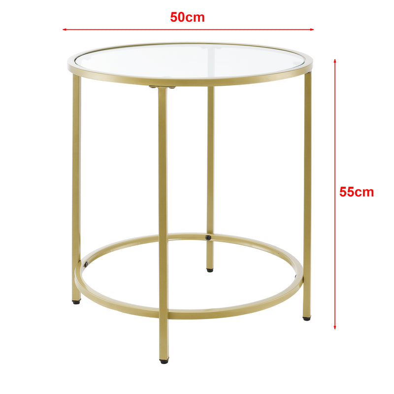 Schizzo in scala Tavolino da Caffè/da Divano di Forma Rotonda - Altezza 55 cm - Tavolino Basso da Salotto/Soggiorno con Piano in Vetro Ø50 cm e Telaio in Metallo - Vari Colori