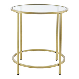 Tavolino da Caffè/da Divano di Forma Rotonda - Altezza 55 cm - Tavolino Basso da Salotto/Soggiorno con Piano in Vetro Ø50 cm e Telaio in Metallo - Vari Colori