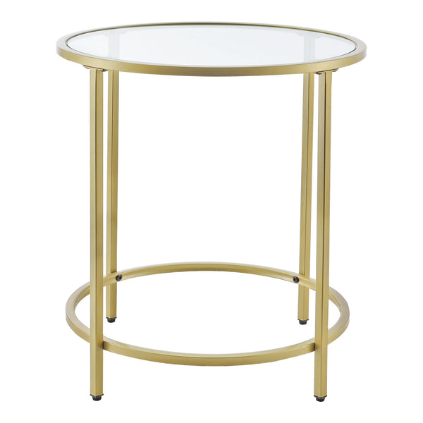 Tavolino da Caffè/da Divano di Forma Rotonda - Altezza 55 cm - Tavolino Basso da Salotto/Soggiorno con Piano in Vetro Ø50 cm e Telaio in Metallo - Vari Colori