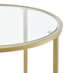 Tavolino da Caffè/da Divano di Forma Rotonda - Altezza 55 cm - Tavolino Basso da Salotto/Soggiorno con Piano in Vetro Ø50 cm e Telaio in Metallo - Vari Colori