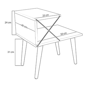Tavolino laterale Bergen 50x40x55cm in vari colori [en.casa]