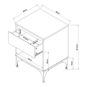 Tavolino Laterale Kistiandi Comodino con Cassetto 62 x 46 x 40 cm [en.casa]