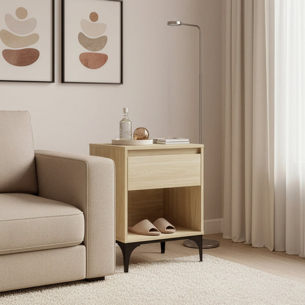 Tavolino Laterale Kistiandi Comodino con Cassetto 62 x 46 x 40 cm [en.casa]