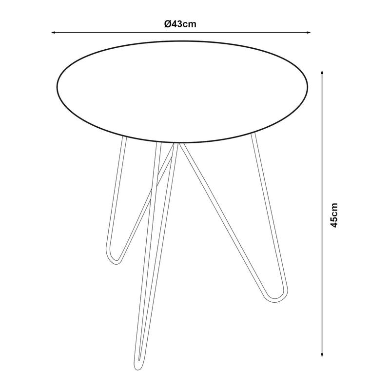 Schizzo in scala Tavolino Nopimi con Piano Rotondo e Gambe a Forcina 45 x Ø43 cm - Vari Colori [en.casa]