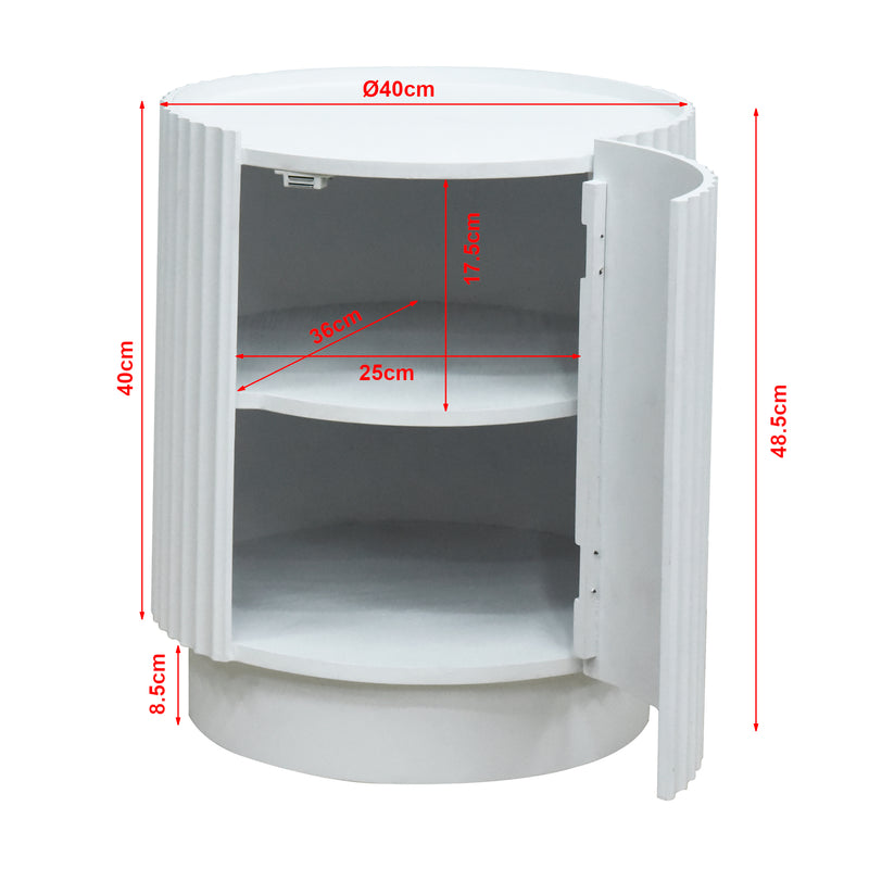 Schizzo in scala Tavolino Rotondo Rill con Anta e Scomparti Interni 49 x Ø40 cm - Vari Colori [en.casa]