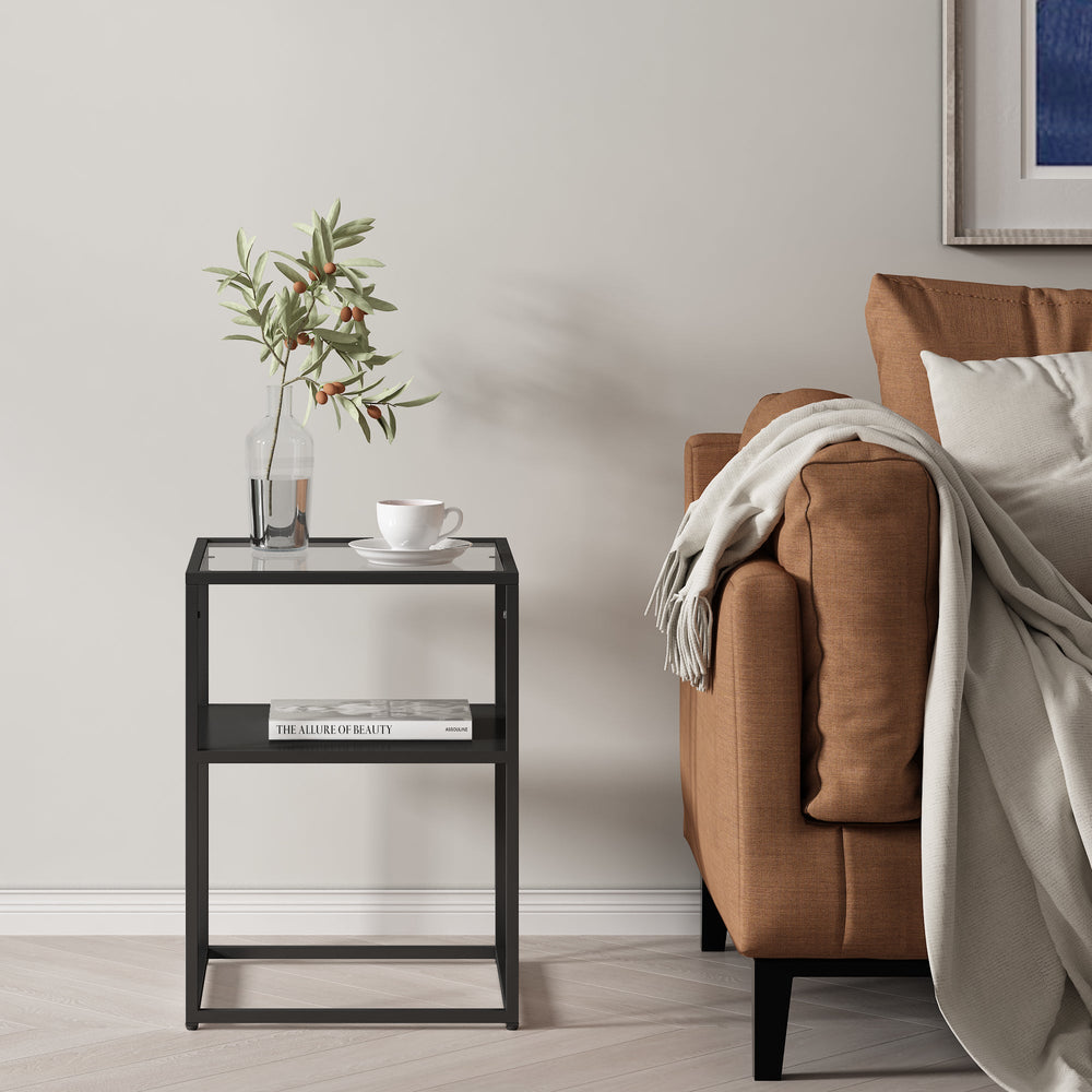 Tavolino da Divano Solund Piano Tavolo in Vetro 55 x 40 x 40 cm Acciaio - Vari Colori [en.casa] 