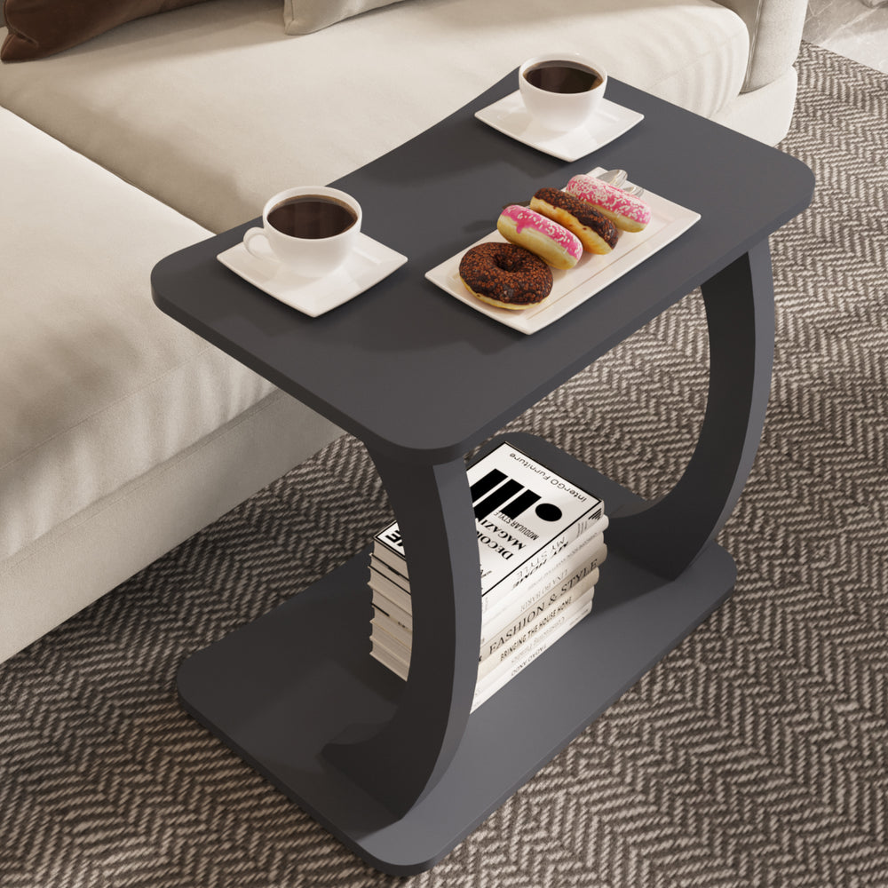 Tavolino Laterale Stattela a Forma di C con Rotelle 59 x 35 x 56 cm - Vari Colori [en.casa]