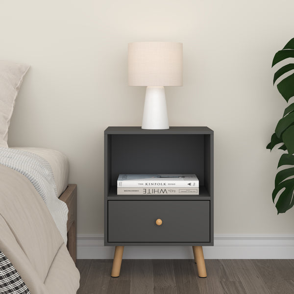 Set di 2 Comodini Sundsvall con Cassetto e Scomparto [en.casa] 