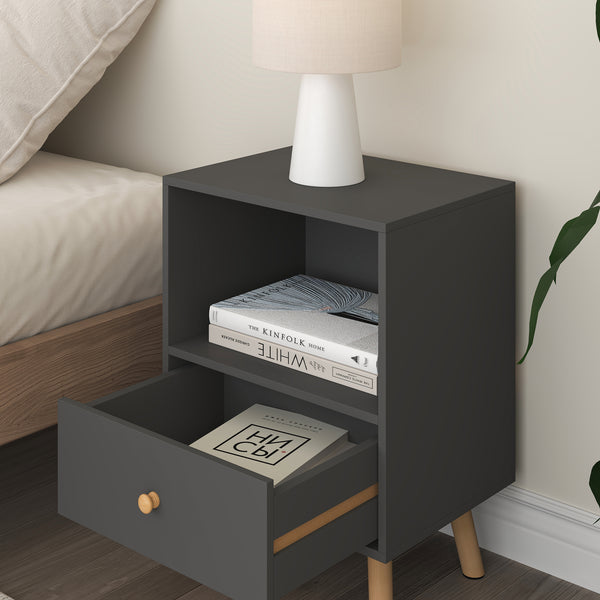 Set di 2 Comodini Sundsvall con Cassetto e Scomparto [en.casa] 