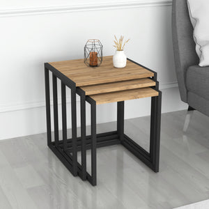 Set 'Sunnfjord' di 3 Tavolini Bassi Sovrapponibili - Piano Quadrato in Vari Colori [en.casa] 