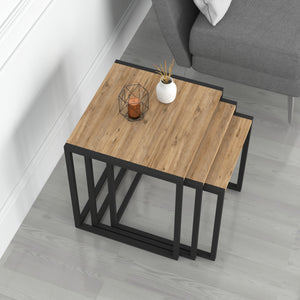 Set 'Sunnfjord' di 3 Tavolini Bassi Sovrapponibili - Piano Quadrato in Vari Colori [en.casa] 
