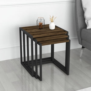 Set 'Sunnfjord' di 3 Tavolini Bassi Sovrapponibili - Piano Quadrato in Vari Colori [en.casa] 