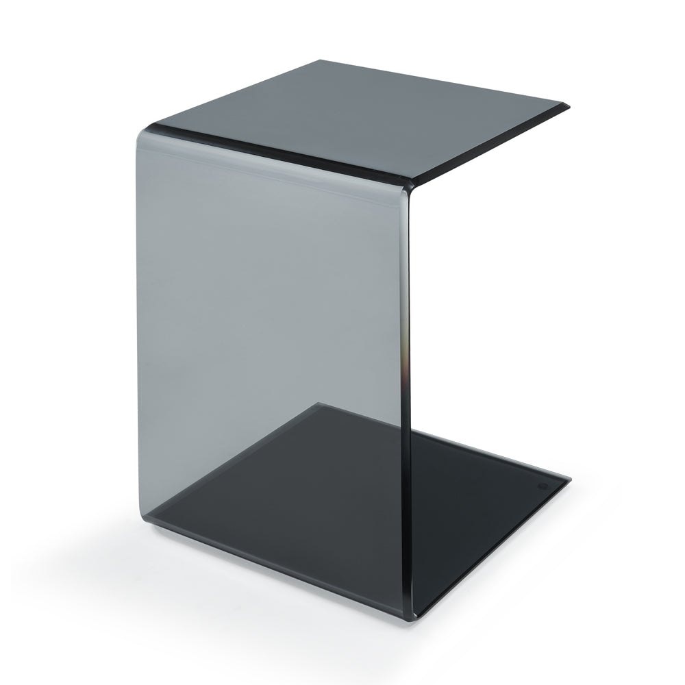 Tavolino Laterale Trölmapilu a Forma di C in Vetro 60 x 40 x 40 cm [en.casa]