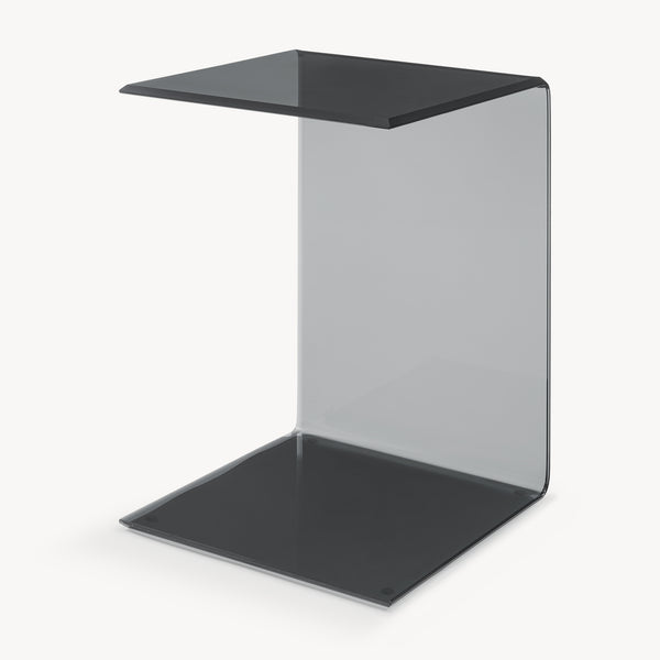 Tavolino Laterale Trölmapilu a Forma di C in Vetro 60 x 40 x 40 cm [en.casa]