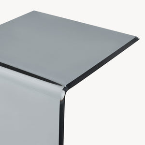 Tavolino Laterale Trölmapilu a Forma di C in Vetro 60 x 40 x 40 cm [en.casa]