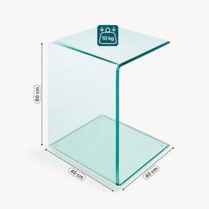 Tavolino Laterale Trölmapilu a Forma di C in Vetro 60 x 40 x 40 cm [en.casa]