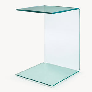 Tavolino Laterale Trölmapilu a Forma di C in Vetro 60 x 40 x 40 cm [en.casa]