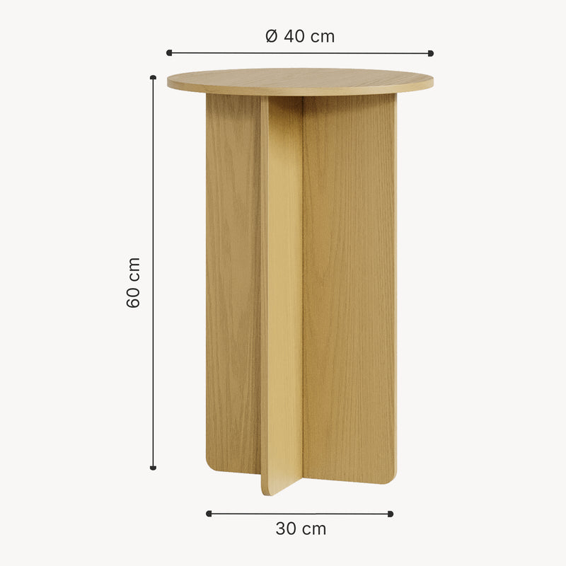Schizzo in scala Tavolino Laterale Vappevn con Piano Rotondo 60 x Ø40 cm - Vari Colori [en.casa]