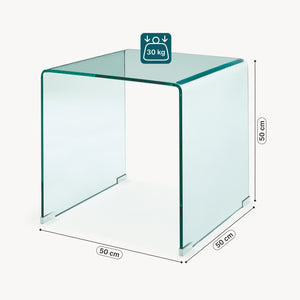 Tavolino da Salotto Varlofrek in Vetro 50 x 50 x 50 cm [en.casa]
