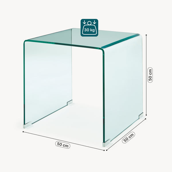 Tavolino da Salotto Varlofrek in Vetro 50 x 50 x 50 cm [en.casa]