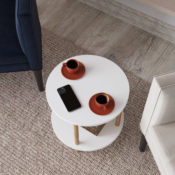 Tavolino Rotondo VES con 2 Piani di Appoggio [en.casa] 