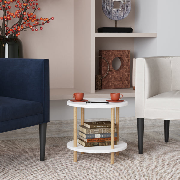 Tavolino Rotondo VES con 2 Piani di Appoggio [en.casa] 