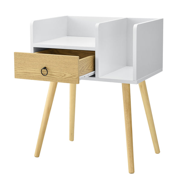 Comodino Gibbston con Cassetto e 2 Scomparti Aperti 64x50x36 cm [en.casa]