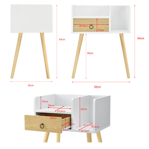 Comodino Gibbston con Cassetto e 2 Scomparti Aperti 64x50x36 cm [en.casa]