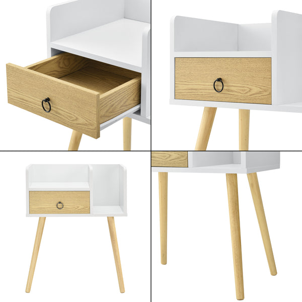 Comodino Gibbston con Cassetto e 2 Scomparti Aperti 64x50x36 cm [en.casa]