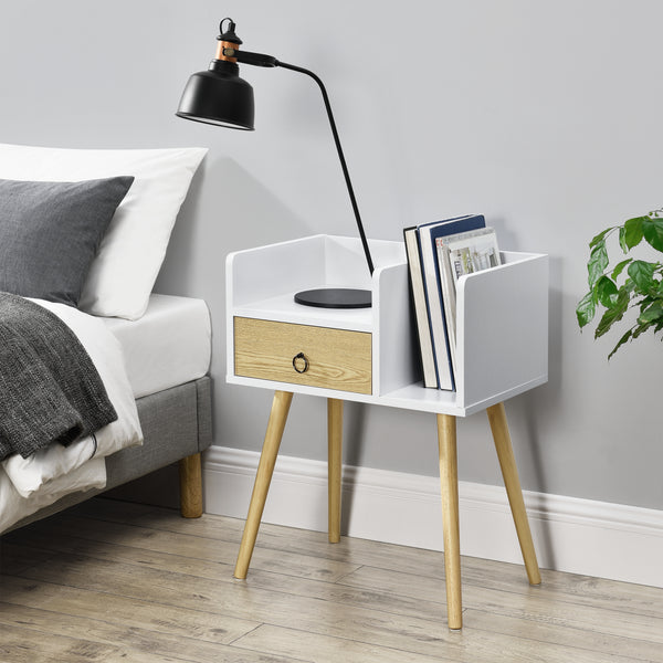 Comodino Gibbston con Cassetto e 2 Scomparti Aperti 64x50x36 cm [en.casa]